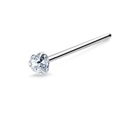 2mm Round CZ Silver Straight Nose Stud NSKA-109